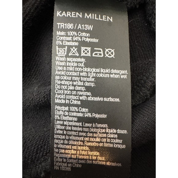 Karen Millen Womens Black Satin Trim Sweatshirt Sz 10 Trendy Sophisticated Chic - Picture 6 of 9